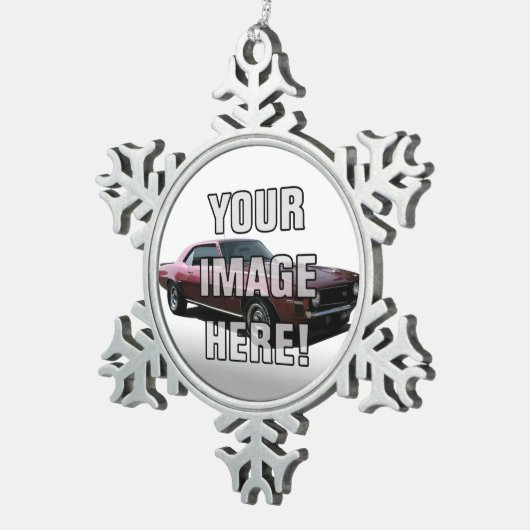シボレー・カマロの写真-あなたの車を加えて下さい スノーフレークピューターオーナメント (右)