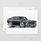 シボレー ノバ ブラック カー ポストカード (正面/裏面)