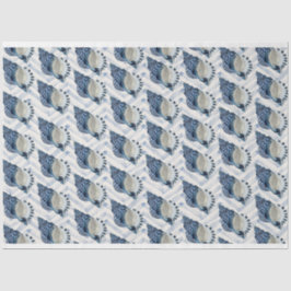 シボロンの背景にブルーグリーンのコンチシェル 薄葉紙