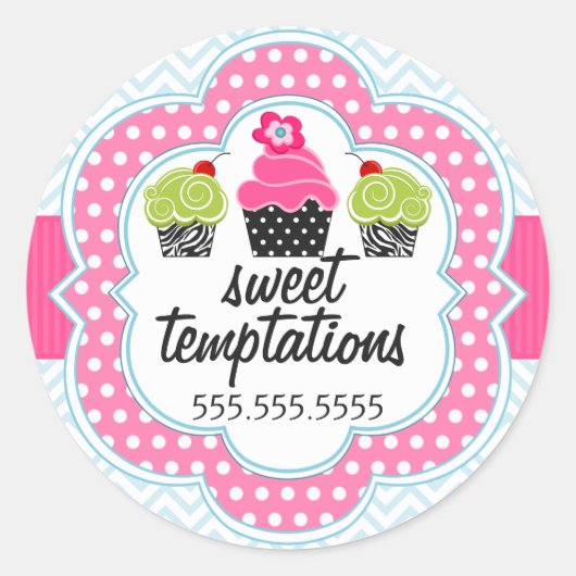 シボロンジグザグカップケーキベーカリーボックスシール ラウンドシール (正面)