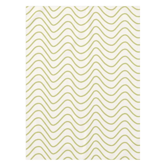 シボロンパターンライムグリーンオンクリームホワイトジグザグ テーブルクロス (正面)