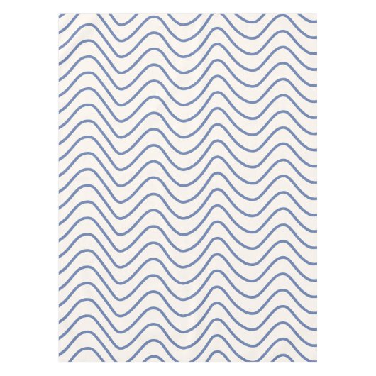 シボロンミニマルパターン線の青（クリーム色） テーブルクロス (正面)