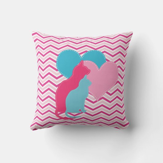 シボロン枕にピンクとブルーの猫 クッション (裏面)