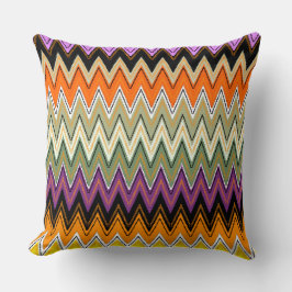 シボロン柄、オレンジ、黒い枕 クッション