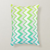 シボロン模様ライムグリーンティール(緑がかった色)アクアグラデーションエレガント アクセントクッション (正面(垂直))