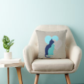 シボ王室のロン投げ枕の上の青、アクア、グレー猫 クッション (椅子)