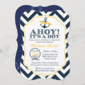 シボ航海のロン男の赤ちゃんシャワー招待状 招待状 (正面/裏面)