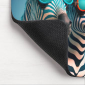 シマウマおもしろいカワイイ動物園の動物パーティー帽子メガネ マウスパッド (コーナー)