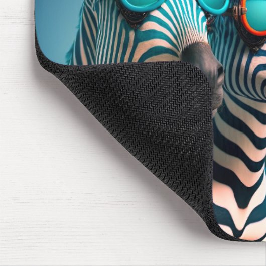 シマウマおもしろいカワイイ動物園の動物パーティー帽子メガネ マウスパッド (コーナー)