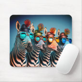 シマウマおもしろいカワイイ動物園の動物パーティー帽子メガネ マウスパッド (マウス)