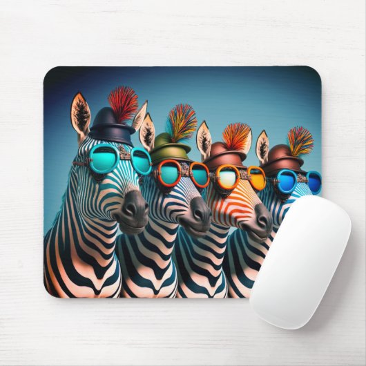 シマウマおもしろいカワイイ動物園の動物パーティー帽子メガネ マウスパッド (マウス)