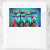 シマウマおもしろいカワイイ動物園の動物パーティー帽子メガネ 長方形シール (バッグ)