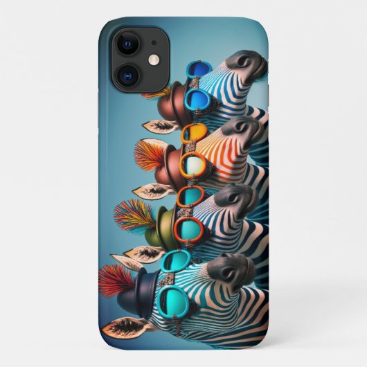 シマウマおもしろいカワイイ動物園の動物パーティー帽子メガネ Case-Mate iPhoneケース (裏面)