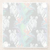 シマウマおよびエキゾチックな花模様2 ガラスコースター (裏面)