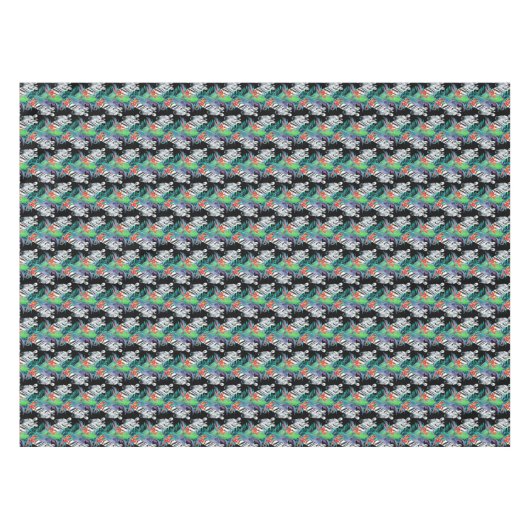 シマウマおよびエキゾチックな花模様2 テーブルクロス (正面(横))