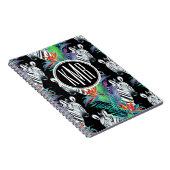 シマウマおよびエキゾチックな花模様|のモノグラム ノートブック (右側)