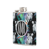 シマウマおよびエキゾチックな花模様|のモノグラム フラスク (左)