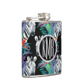 シマウマおよびエキゾチックな花模様|のモノグラム フラスク (右)