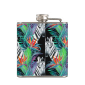 シマウマおよびエキゾチックな花模様|のモノグラム フラスク (裏面)