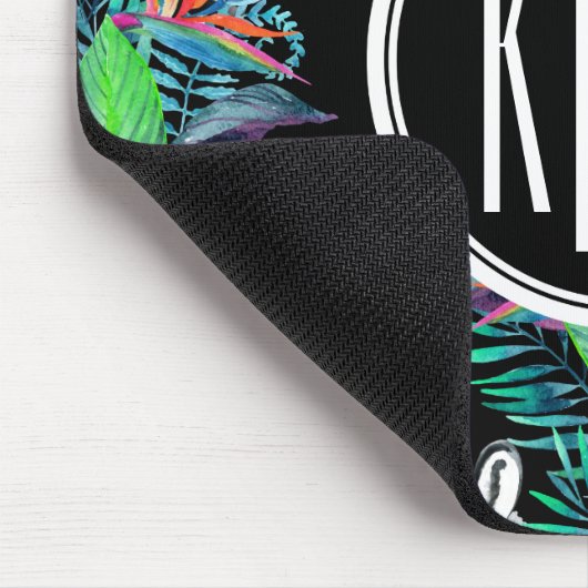 シマウマおよびエキゾチックな花模様|のモノグラム マウスパッド (コーナー)