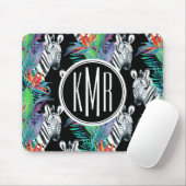 シマウマおよびエキゾチックな花模様|のモノグラム マウスパッド (マウス)