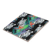 シマウマおよびエキゾチックな花模様 タイル (側面)