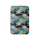 シマウマおよびエキゾチックな花模様 バスマット (正面縦)