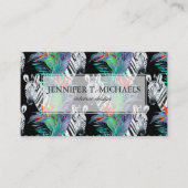 シマウマおよびエキゾチックな花模様 名刺 (正面)