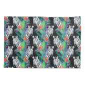 シマウマおよびエキゾチックな花模様 枕カバー (裏面-左)