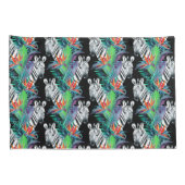 シマウマおよびエキゾチックな花模様 枕カバー (裏面-右)