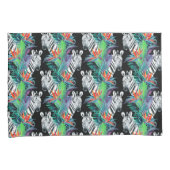 シマウマおよびエキゾチックな花模様 枕カバー (正面右)