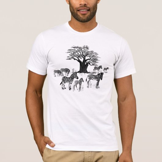 シマウマおよびBaobabの木のTシャツ Tシャツ (正面)