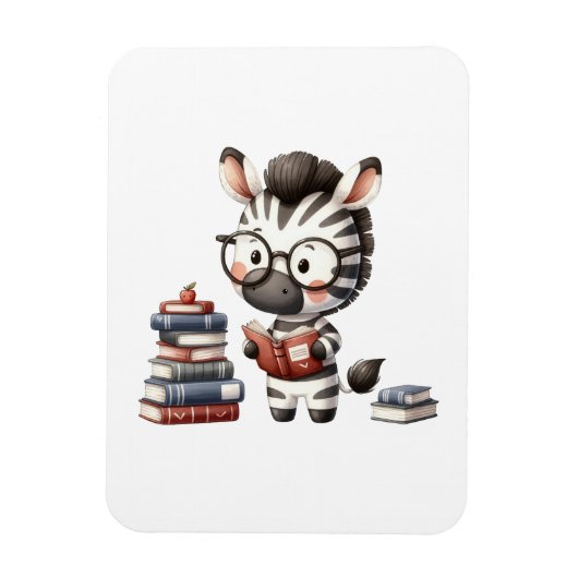 シマウマが本を読む マグネット (縦)