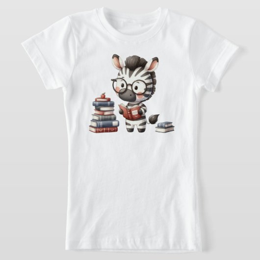 シマウマが本を読む Tシャツ (レイダウン)