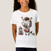 シマウマが本を読む Tシャツ (正面)