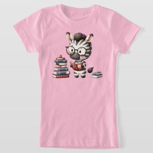 シマウマが本を読む Tシャツ (レイダウン)