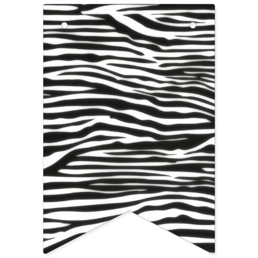 シマウマとのハッピーバースデーの黒いショッキングピンクそして黒 バンティングフラッグ (第1の旗)