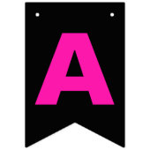 シマウマとのハッピーバースデーの黒いショッキングピンクそして黒 バンティングフラッグ (第3の旗)