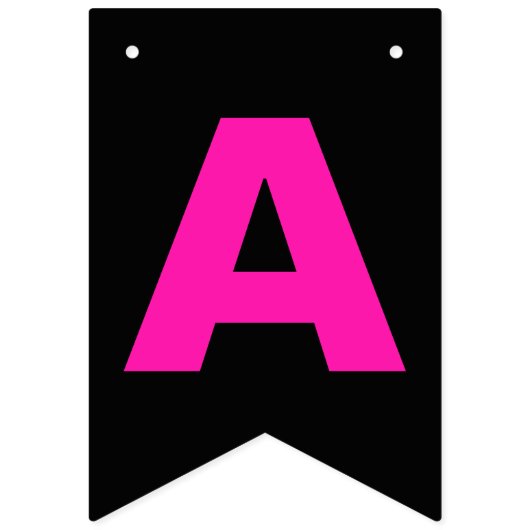 シマウマとのハッピーバースデーの黒いショッキングピンクそして黒 バンティングフラッグ (第3の旗)