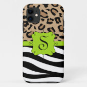 シマウマとヒョウのプリントモノグラムパーソナライズされた Case-Mate iPhoneケース (裏面)