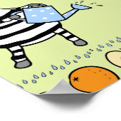 シマウマとフルーツのシームレスパターン ポスター (角)