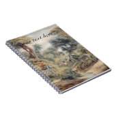 シマウマとライオンの植物的なシーンをカスタマイズ可能 ノートブック (右側)