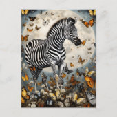 シマウマと蝶 ポストカード (正面)