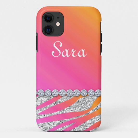 シマウマのきらきら光るなiPhone 5の場合カバーかわいいオレンジピンク Case-Mate iPhoneケース (裏面)