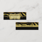 シマウマのしおりの動物の金ゴールドの黒は感謝していしています スキニー名刺 (正面/裏面)