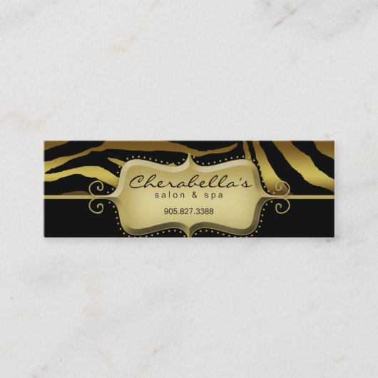 シマウマのしおりの動物の金ゴールドの黒は感謝していしています スキニー名刺 (正面)