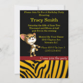 シマウマのアニマルプリントのパーティーのチータの誕生日5 招待状 (正面)