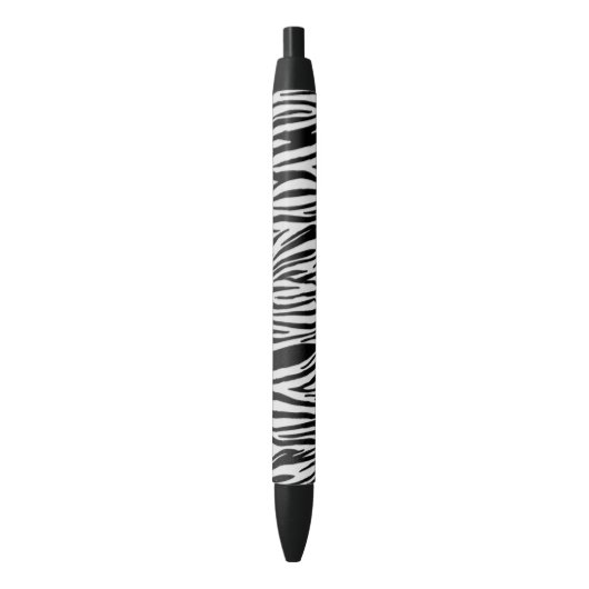 シマウマのアニマルプリントのペン 黒ボールペン (正面縦)