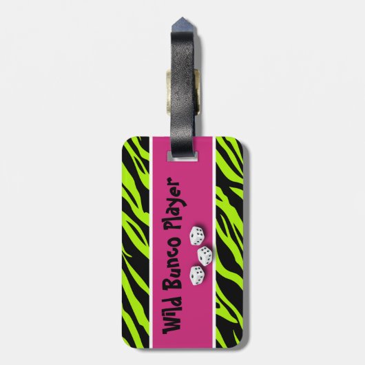 シマウマのアニマルプリントの野生のBuncoプレーヤー ラゲッジタグ (裏面縦)