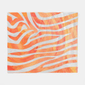 シマウマのオレンジおよび白写真 フリースブランケット (正面(横))